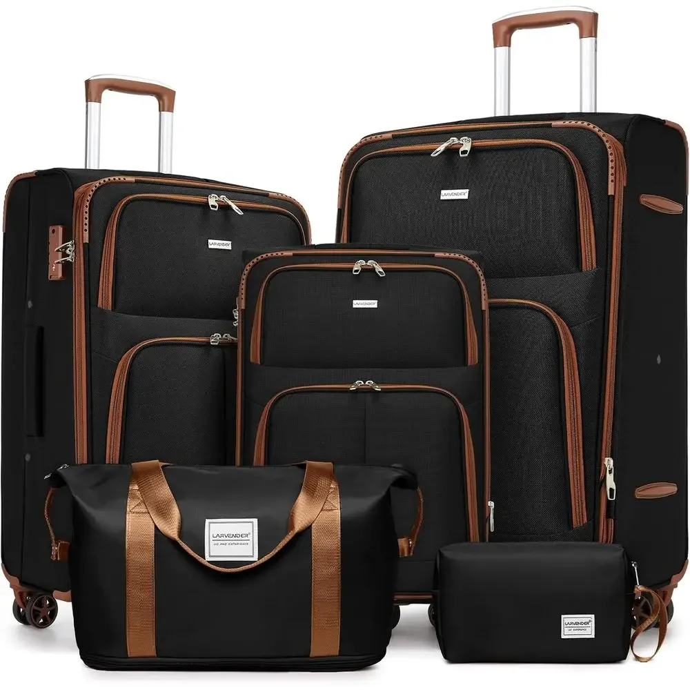 Expandable Hard Shell Luggage Set - 5-delige uitbreidbare koffersset met spinnerwielen, lichtgewicht