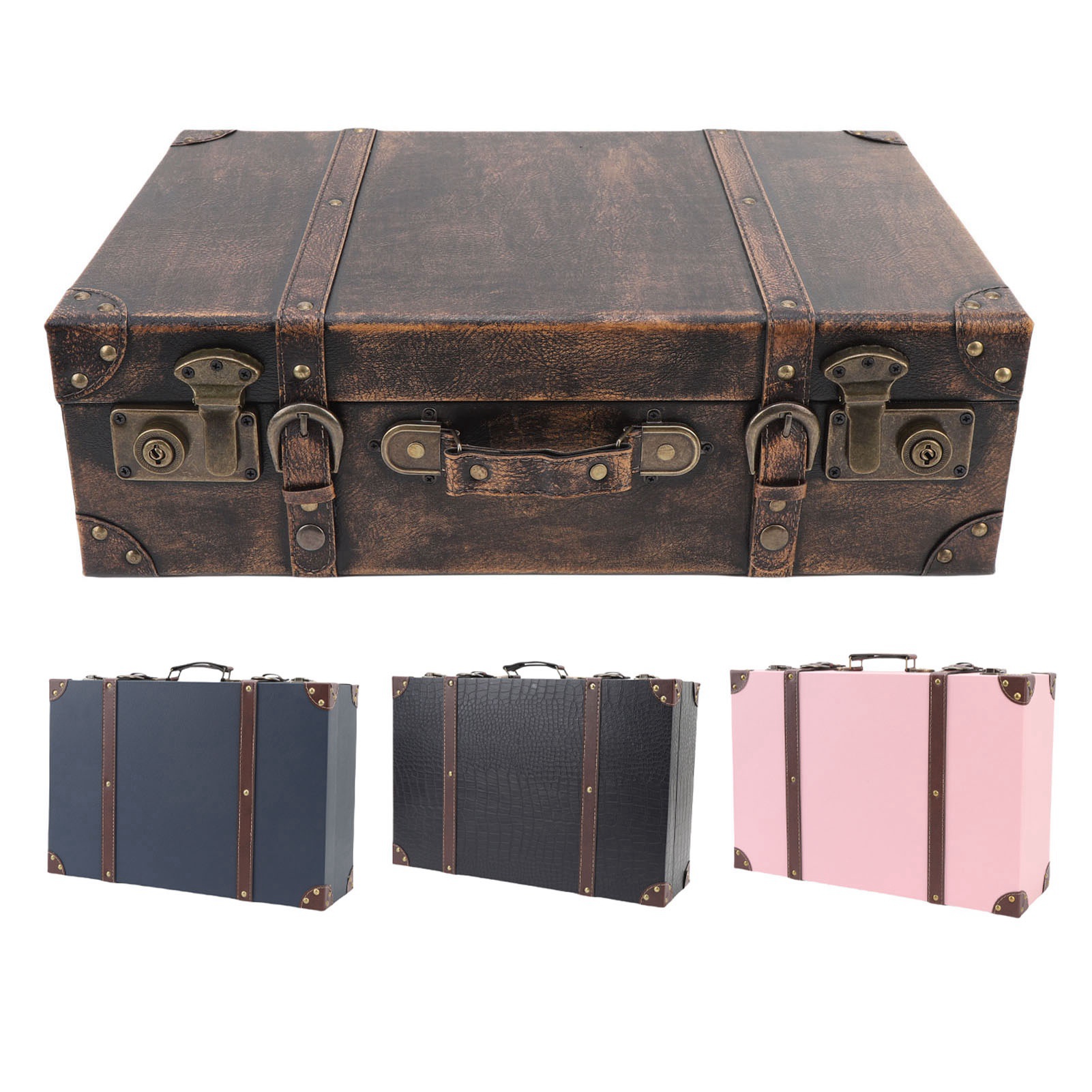 Retro Vintage Trunk Suitcase - Vintage kofferdoos in reisstijl, decoratieve opbergdoos,