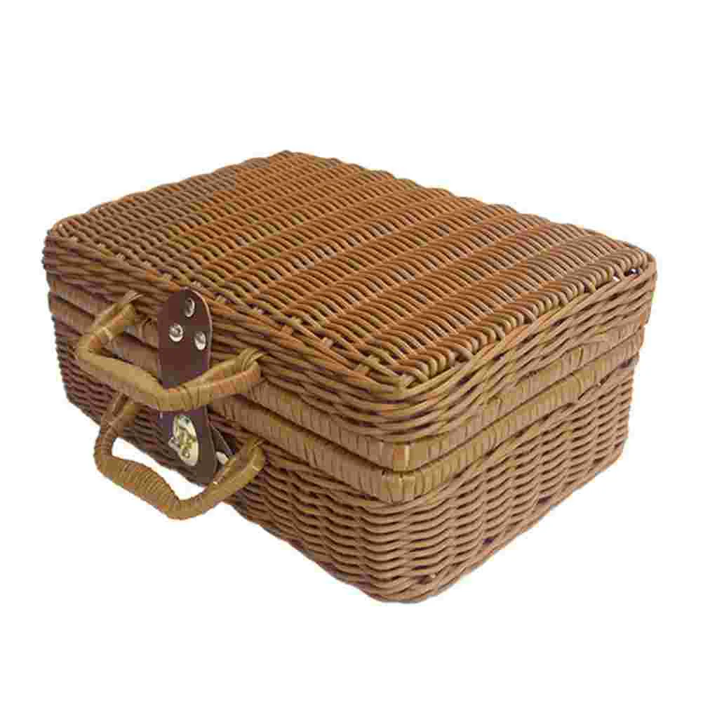 Retro Vintage Trunk Suitcase - Mand Rotan Rieten Koffer Picknick Geweven