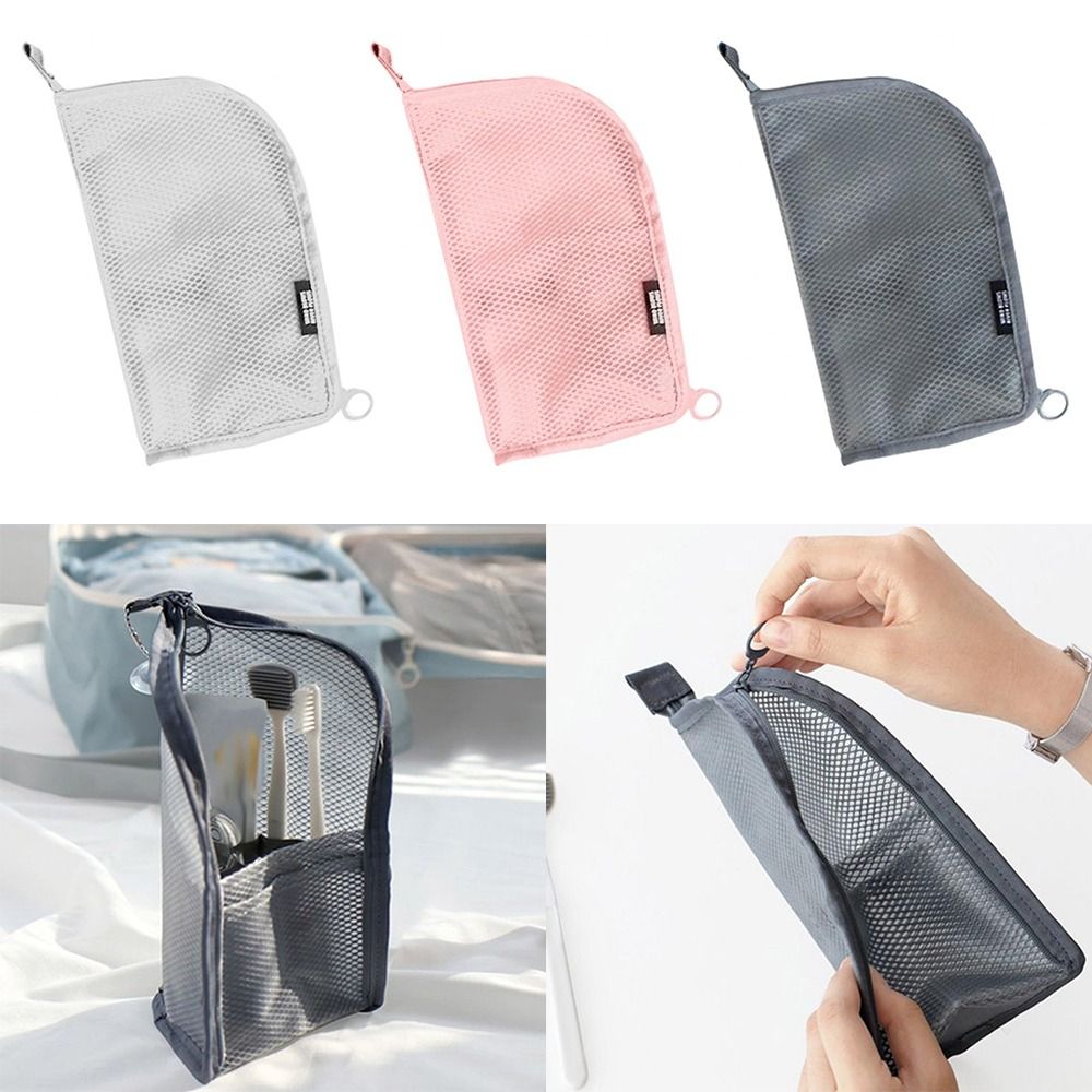 Cosmetic Bags - Draagbare standaard make-upborsteltas Mesh Rits Cosmetische