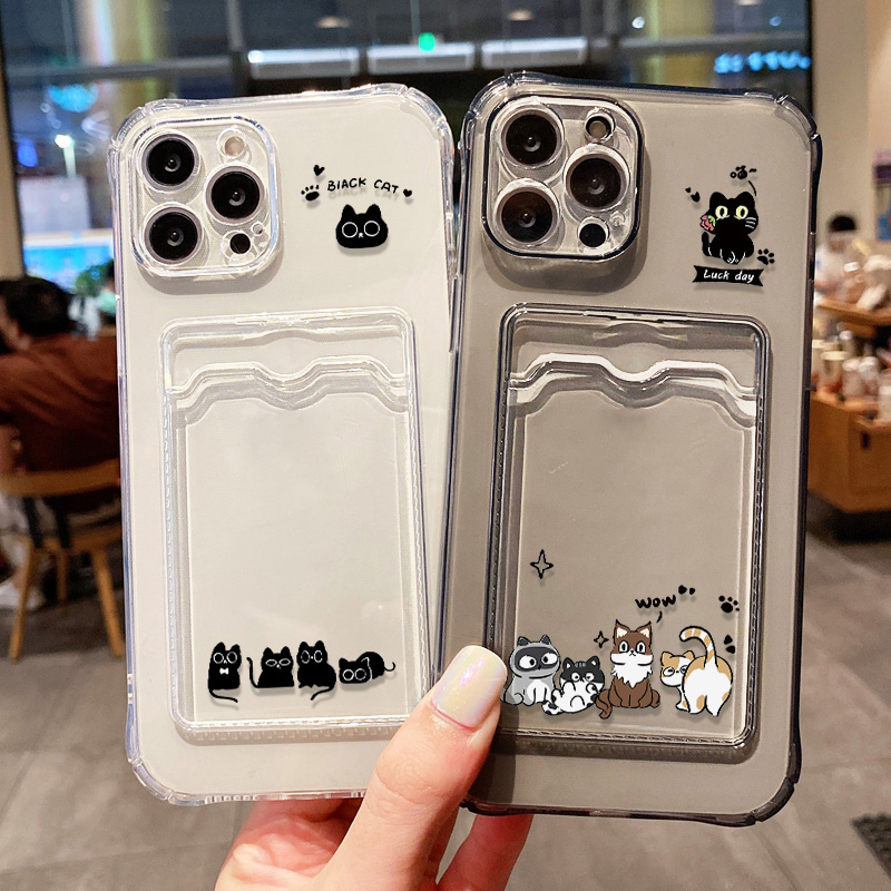 Wallets - Leuke Zwarte Kat Telefoonhoesje Voor iPhone