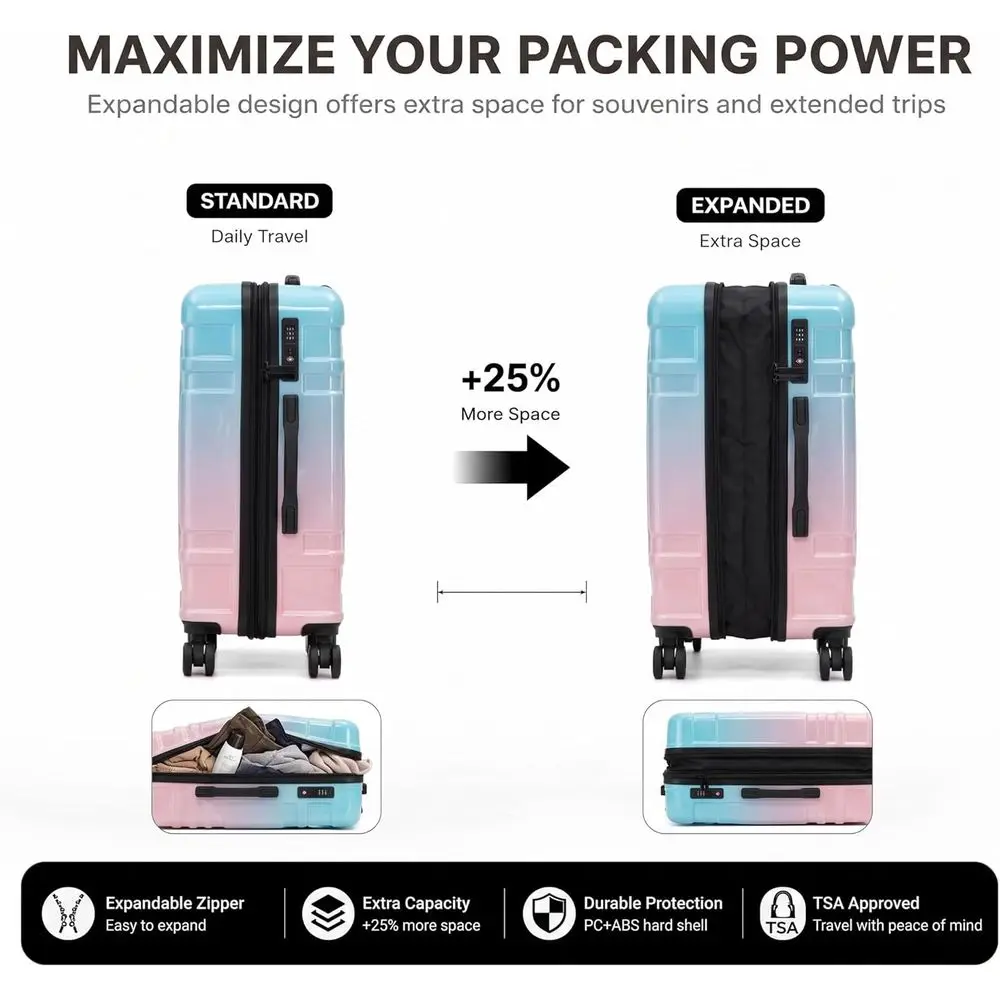 5-delige hardshell kofferset,  - Expandable Hard Shell Luggage Set recensie en prijs