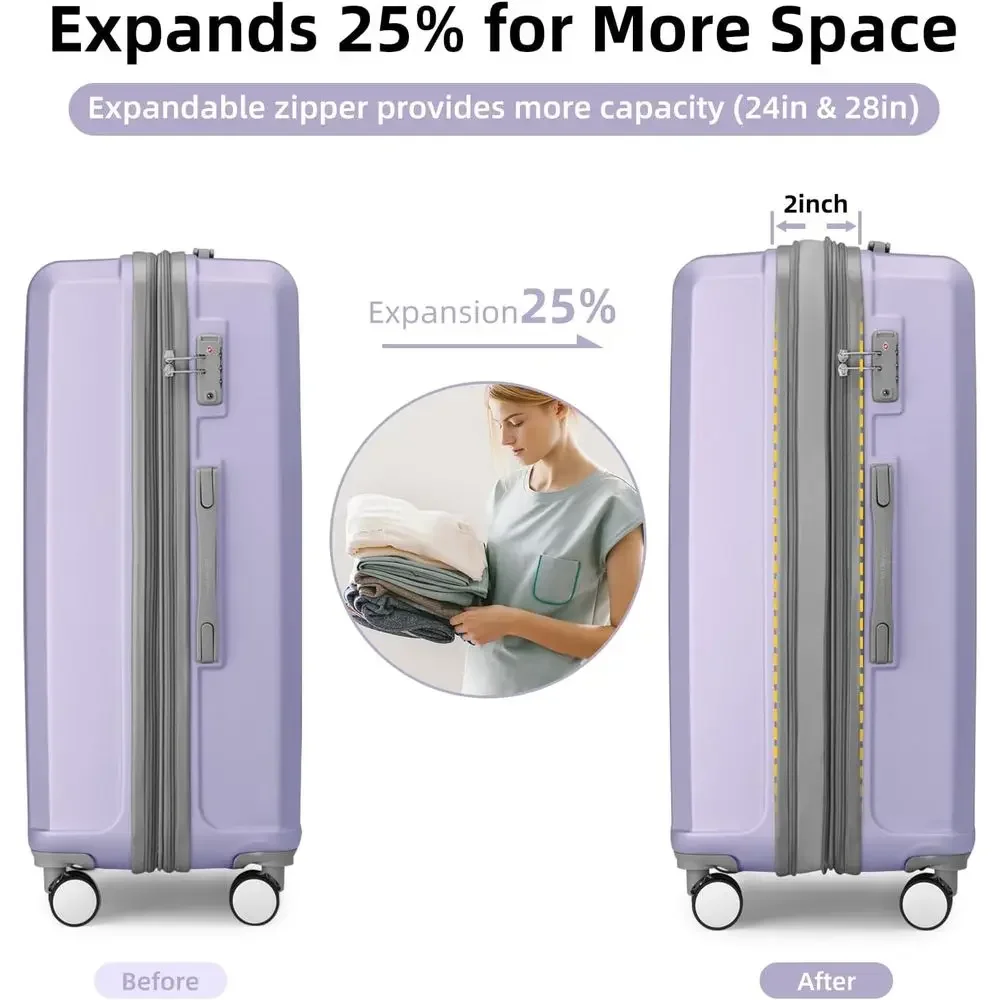 6-delige lavendelkleurige uitb - Expandable Hard Shell Luggage Set recensie en prijs