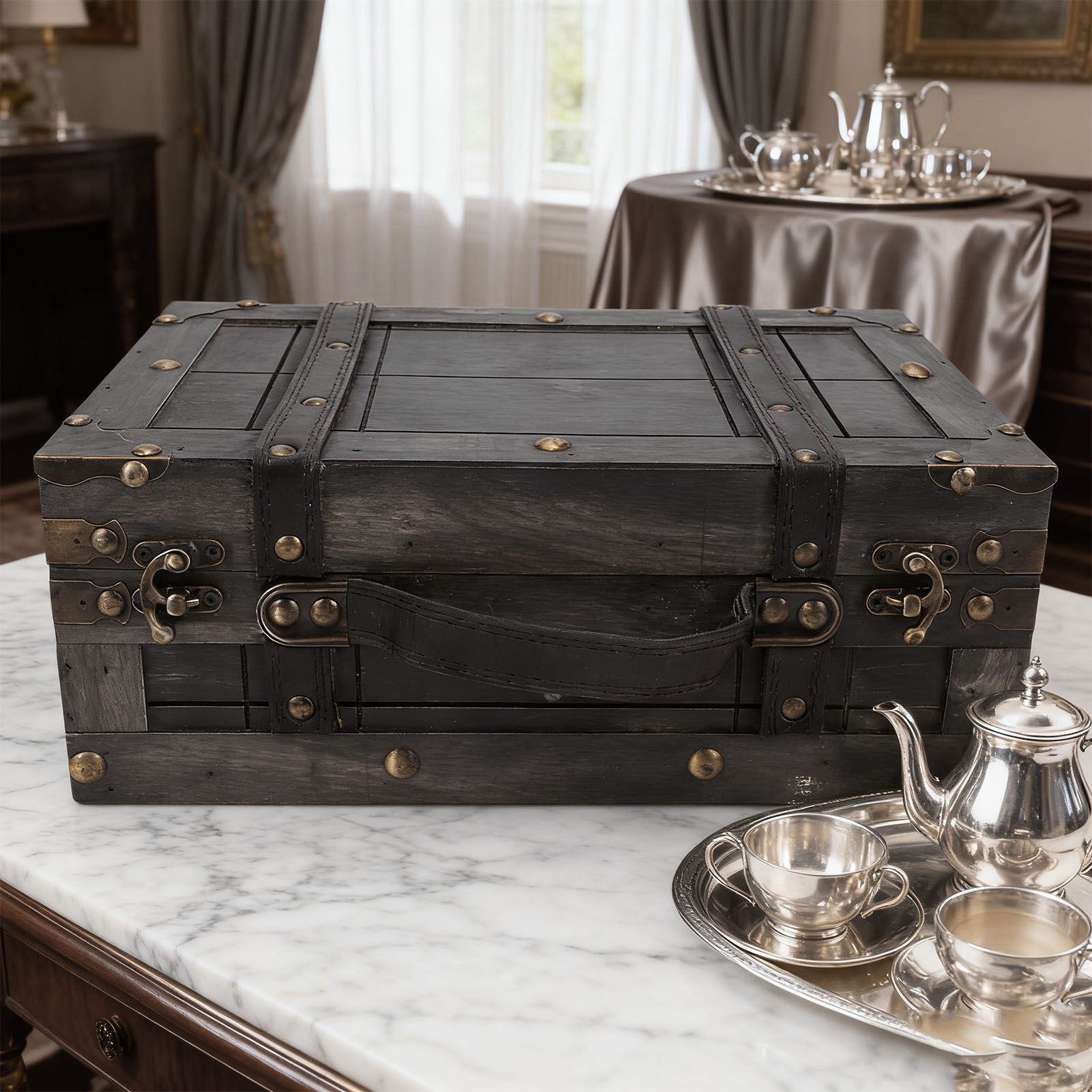 Houten opbergkist Houten kist  - Retro Vintage Trunk Suitcase recensie en prijs